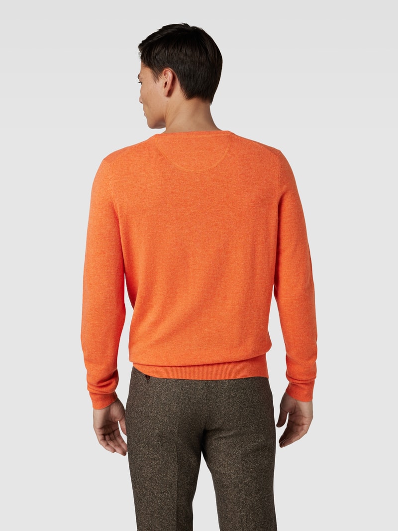 Strickpullover mit Logo-Stitching in orange
