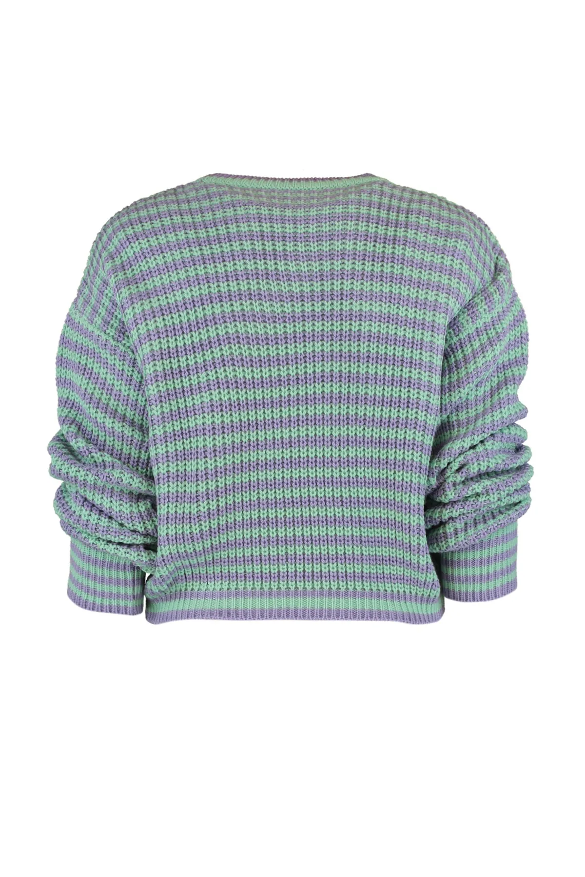 Trendyol Collection  Lila kurzer Strickpullover mit Streifen TWOAW23KZ00412