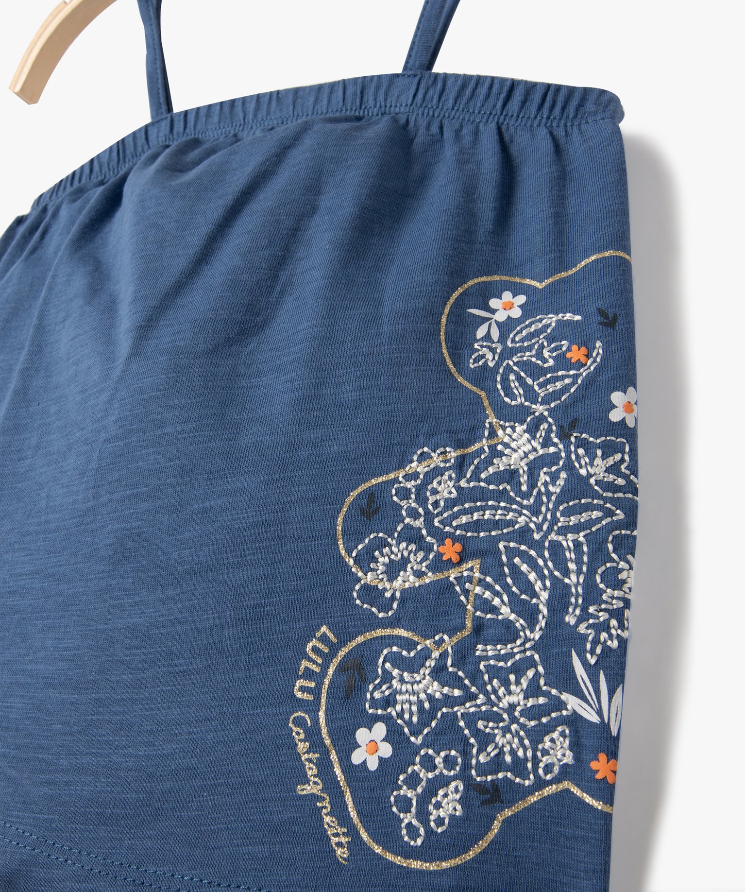 Débardeur bébé fille à fines bretelles et broderie - Lul... bleu | GEMO