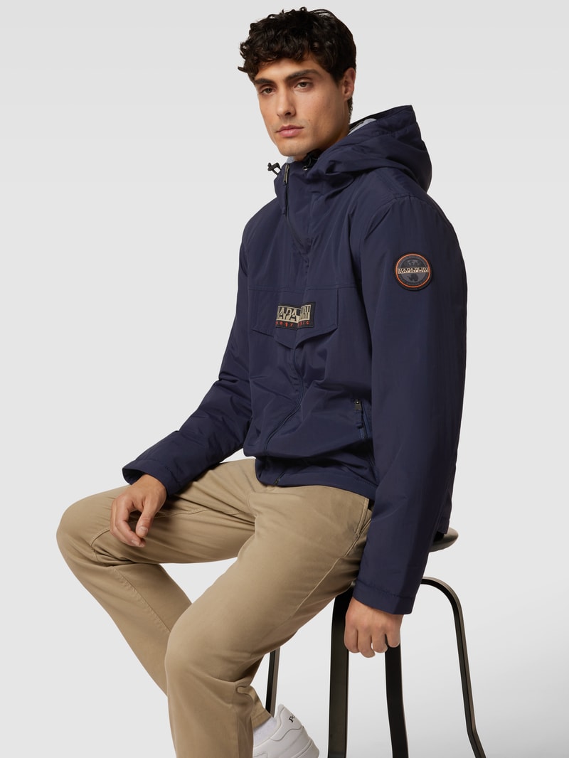 Jacke mit Label-Stitching Modell 'RAINFOREST' in marineblau