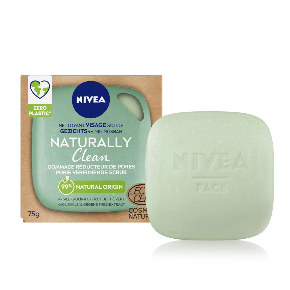 nivea NATURALLY CLEAN - Gommage Réducteur de Pores Nettoyant Visage Solide