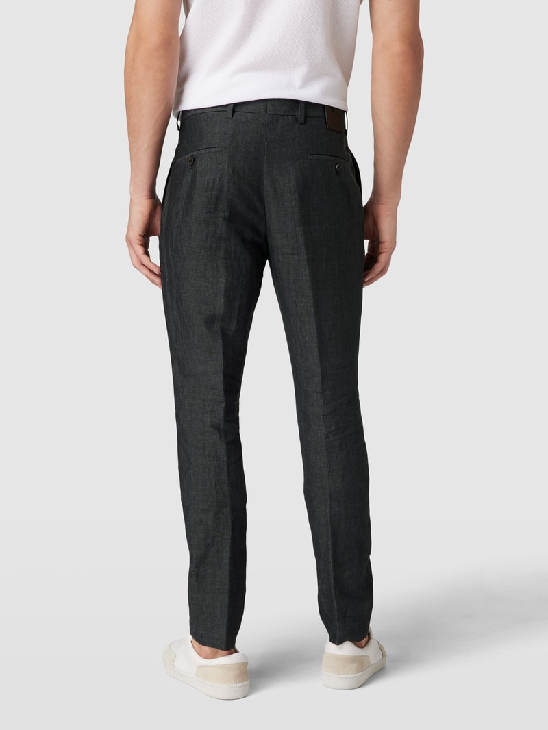 Leinenhose in melierter Optik in anthrazit