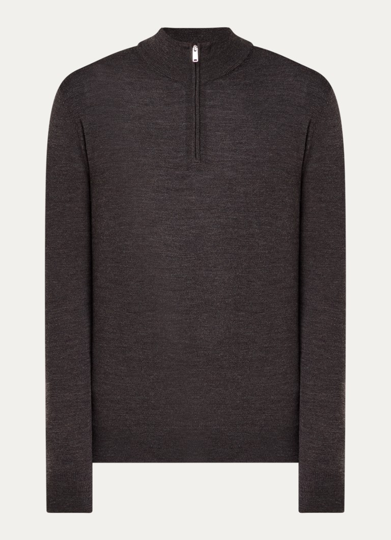 Profuomo Merino Wool Fine Knit Sweater with Half Zipper
