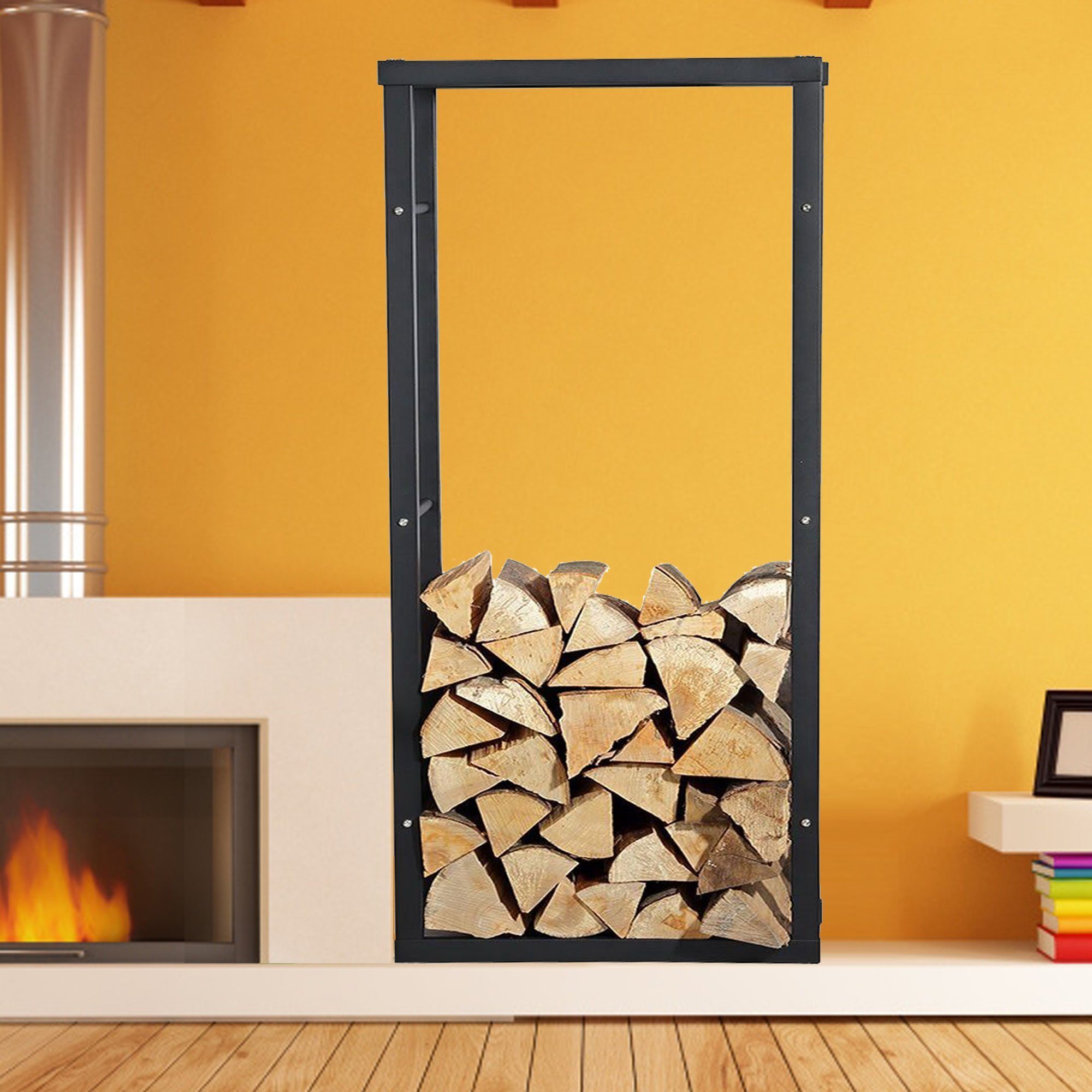Melko Kaminholzregal Holzregal Kaminholzablage Kaminholzständer Anti-Kipp-Beschlag, BxTxH:60x25x100 cm, (Stück), Pulverbeschichtet