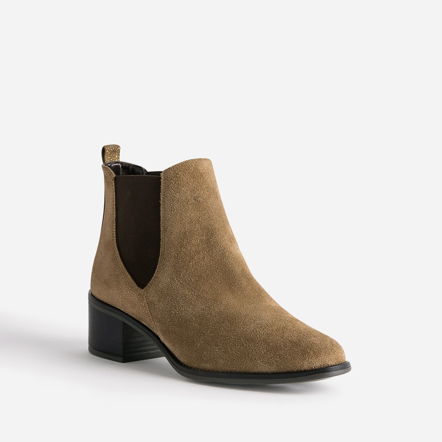 Chelsea boots éco-conçu taupe en cuir velours