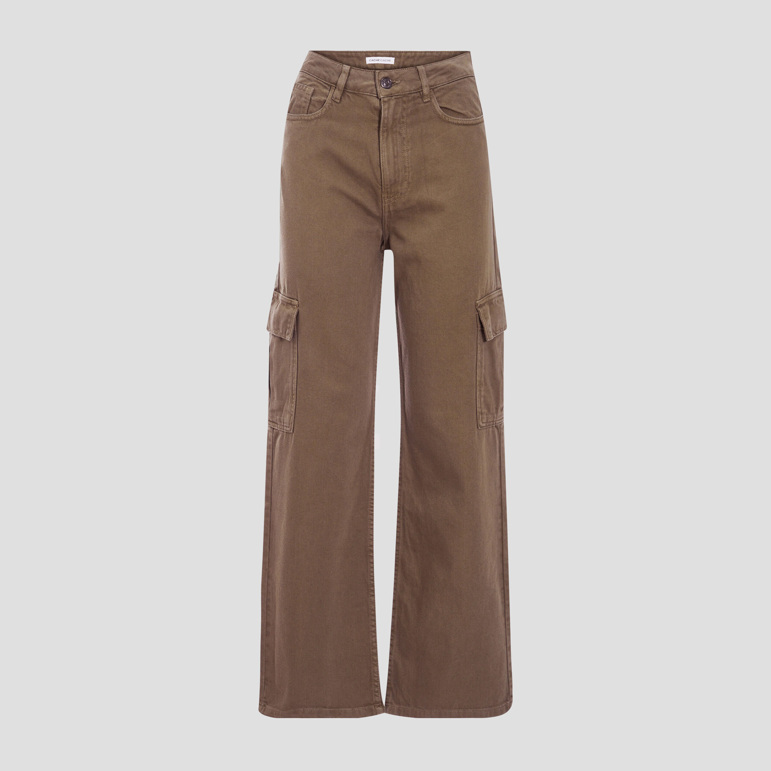 Jeans wide leg cargo vert foncé femme | Cache Cache