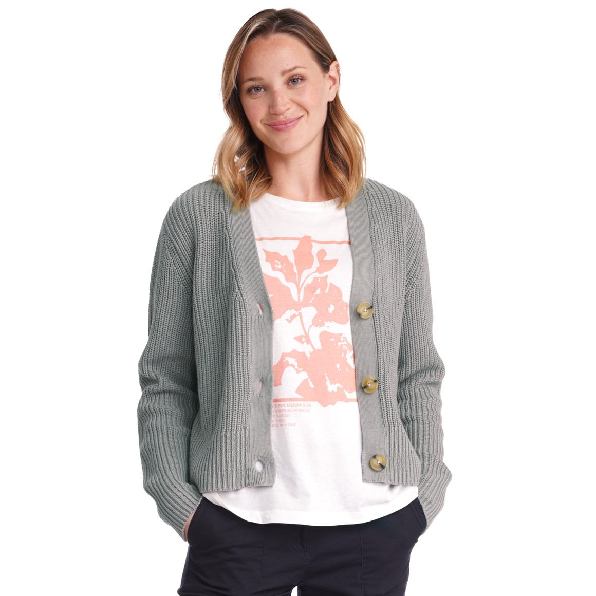Damen Strickjacke mit Knopfleiste