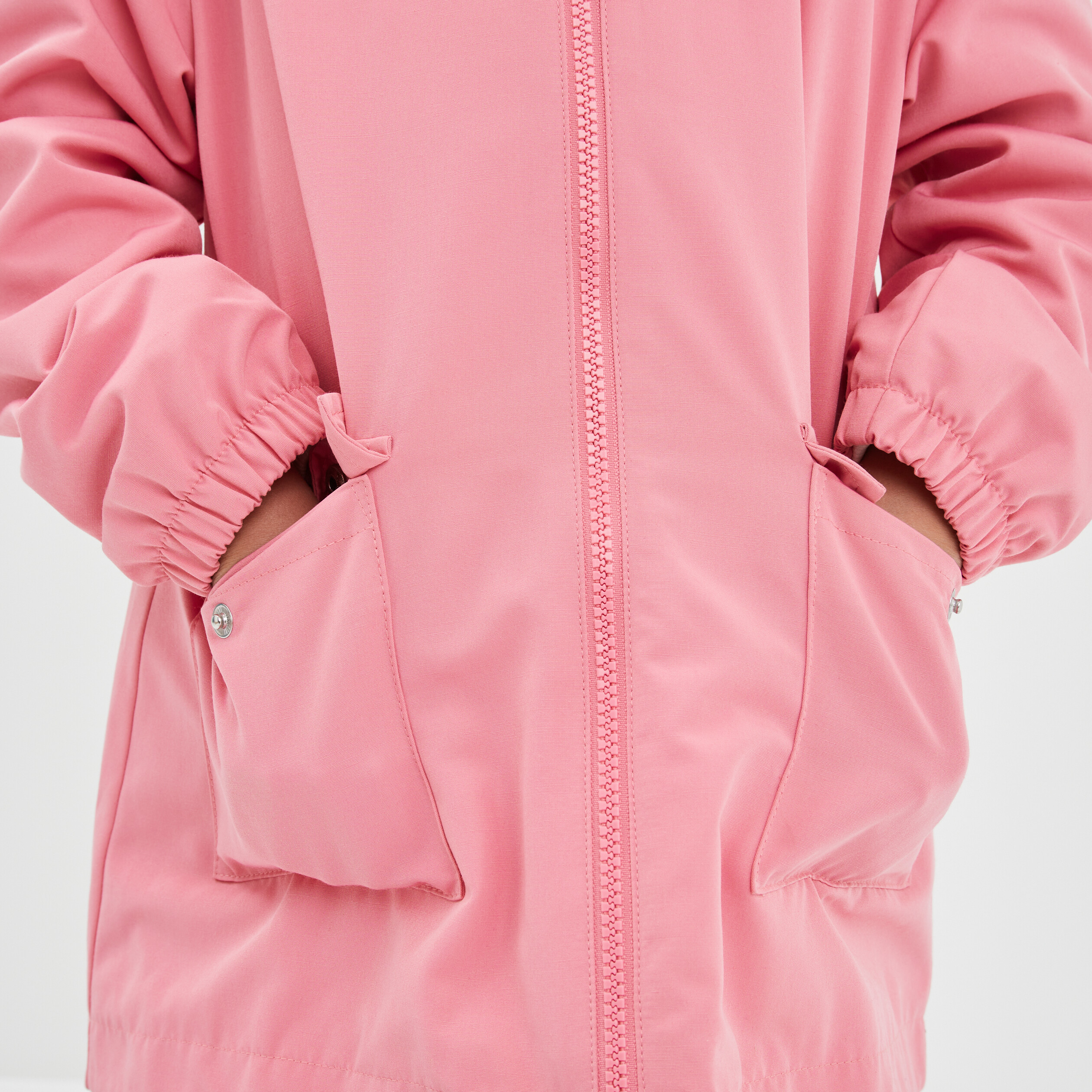Parka longue zippée à capuche rose corail fille | La Halle