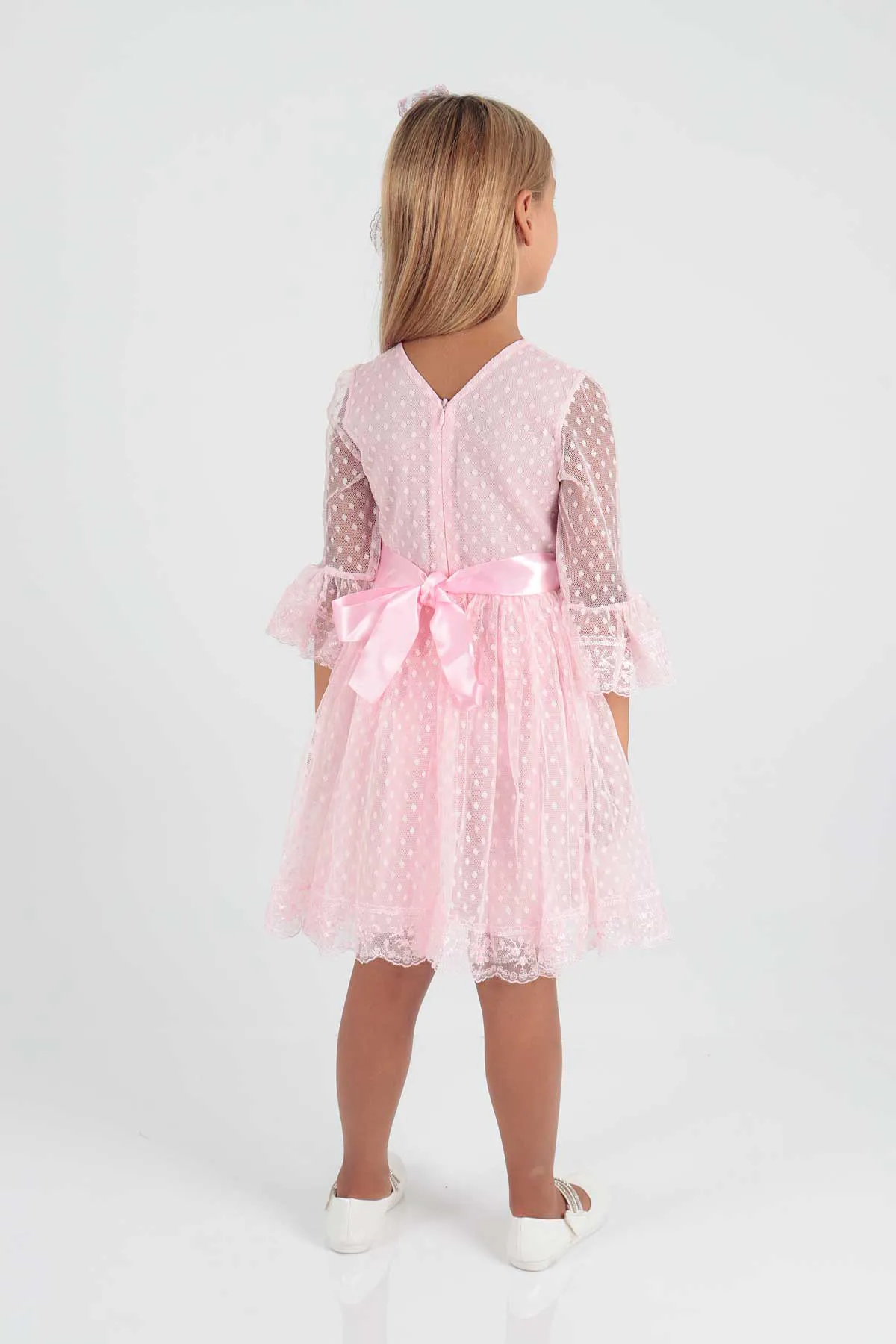 AHENGİM  Trendiges Abendkleid für Mädchen mit Schnalle und Tüllspitze Ak2209