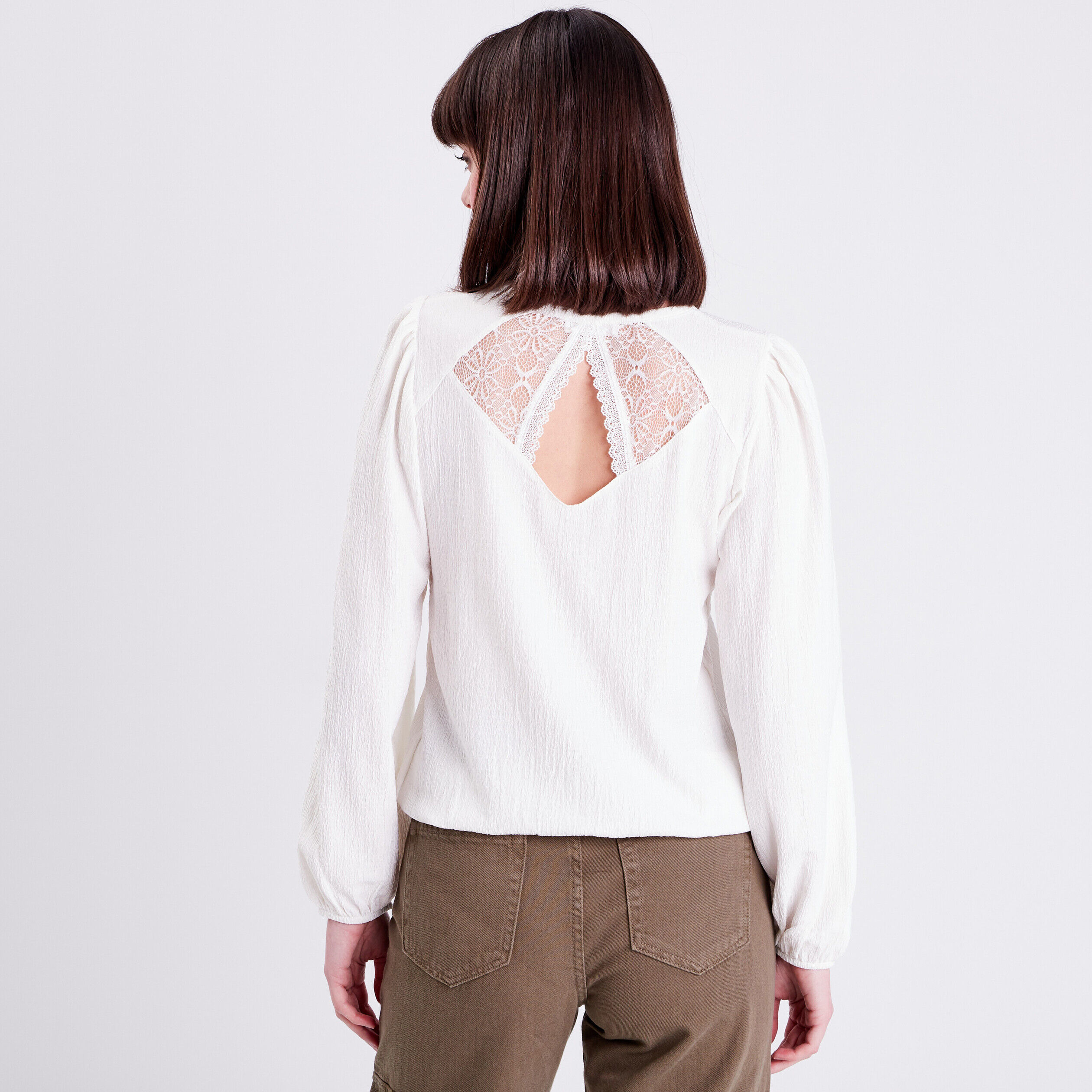 Blouse manches longues ecru femme | Cache Cache