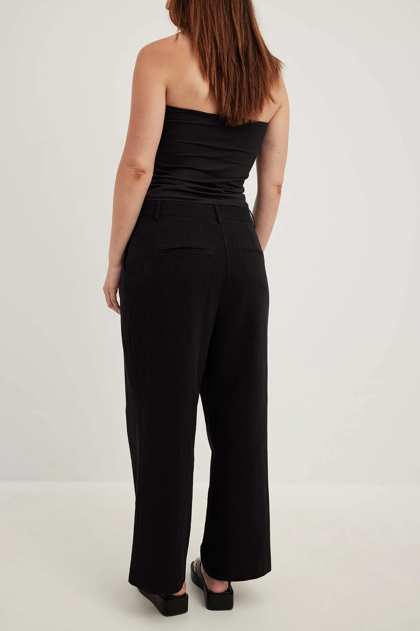 Hochtaillierte Cropped-Hose aus Leinenmischung