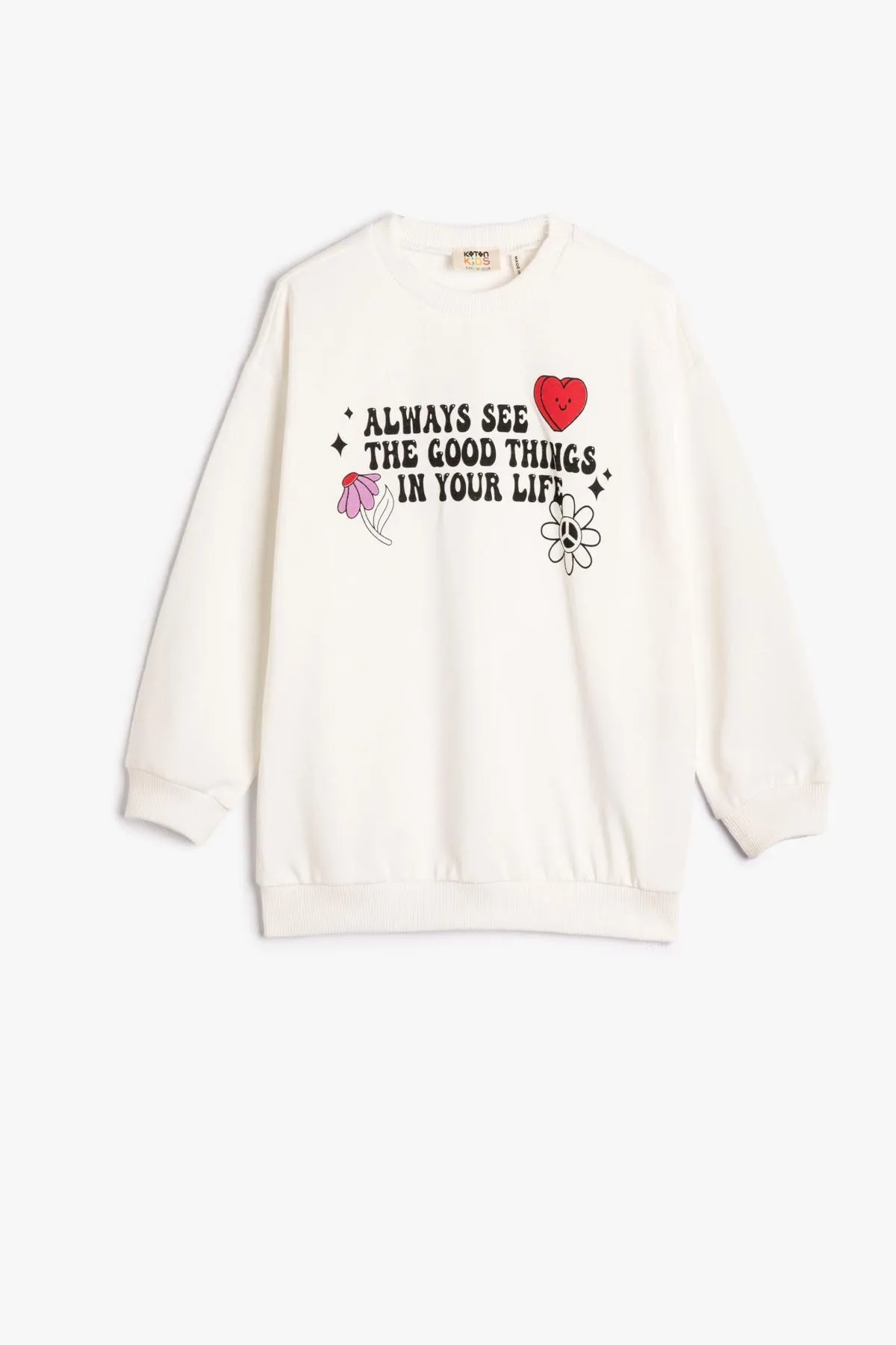 Koton  Bedrucktes Sweatshirt mit langen Ärmeln und erhöhtem Rundhalsausschnitt