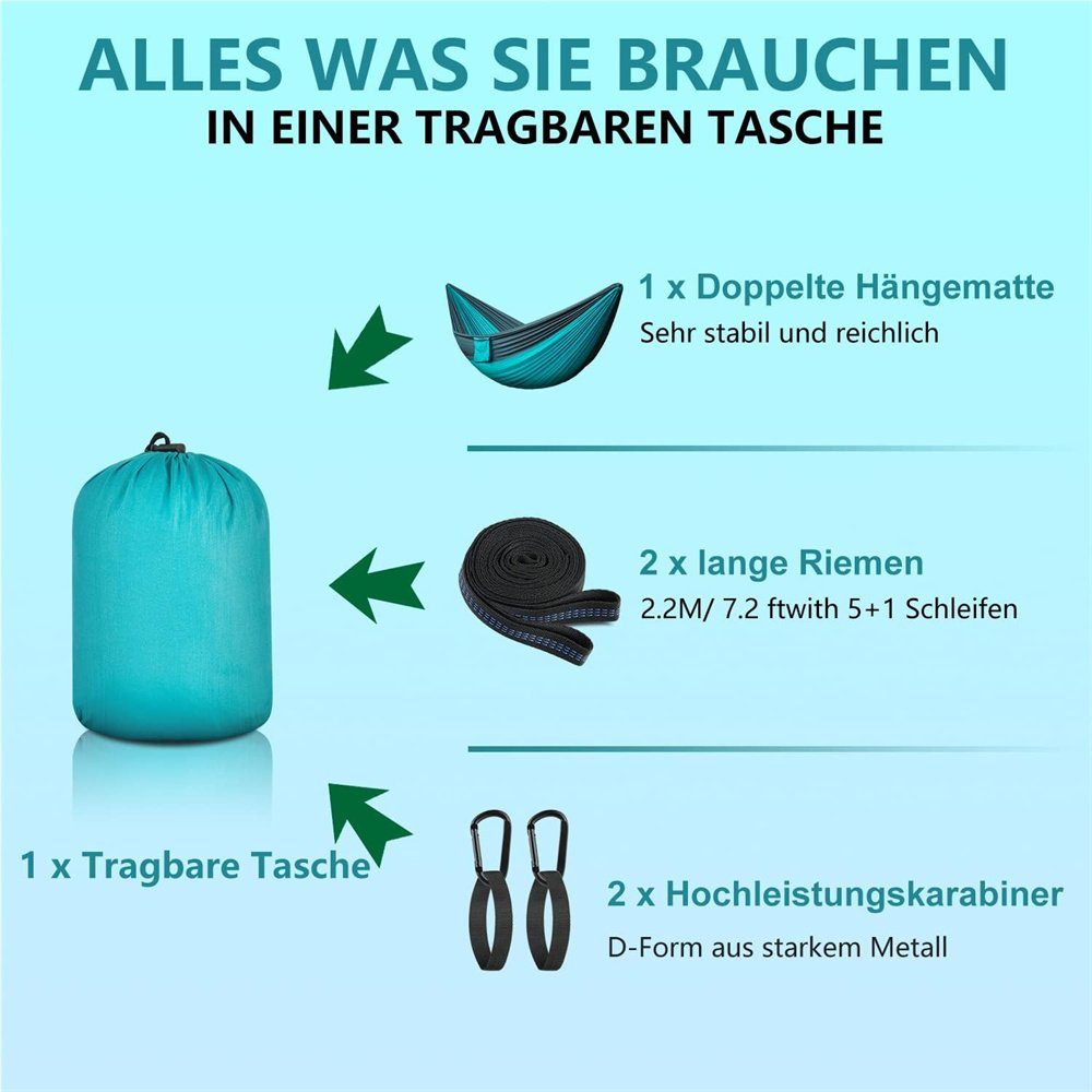 Runxizhou Hängematte Hängematte Outdoor, Camping Hängematte, 200kg Tragkraft 270x140cm (1 St)
