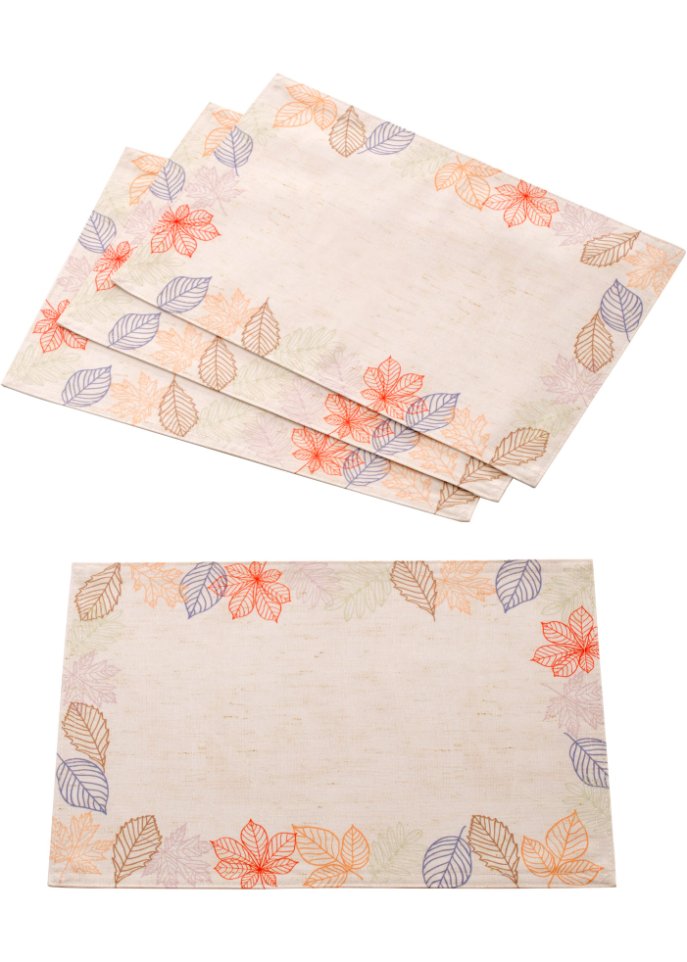 Tischsets mit Blätterdruck (4er Pack)