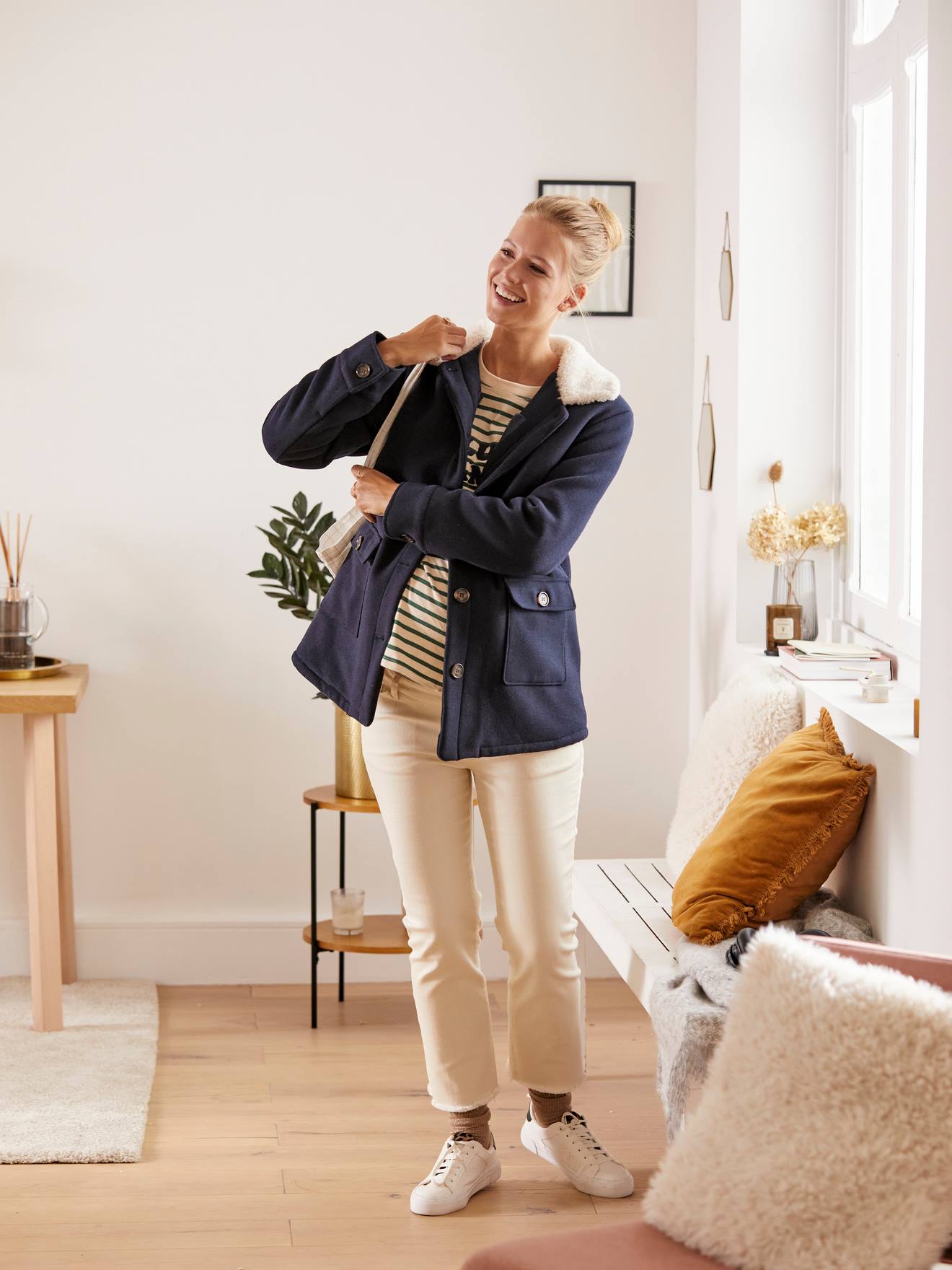 Vertbaudet Warme Tragejacke mit Recycling-Polyester, Schwangerschaft & Stillzeit - nachtblau