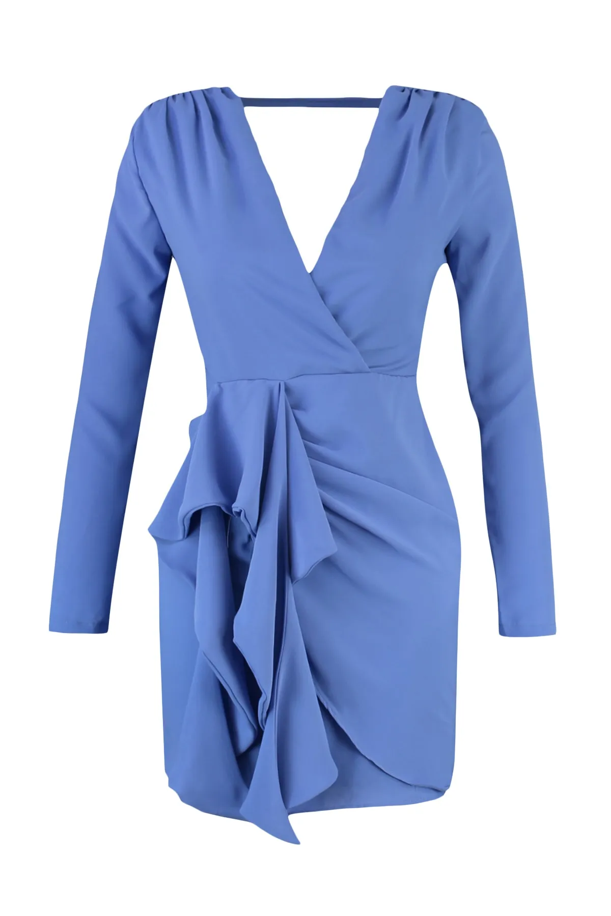 Trendyol Collection  Blaues, gestricktes, zweireihiges, elegantes Abendkleid TPRAW23EL00260