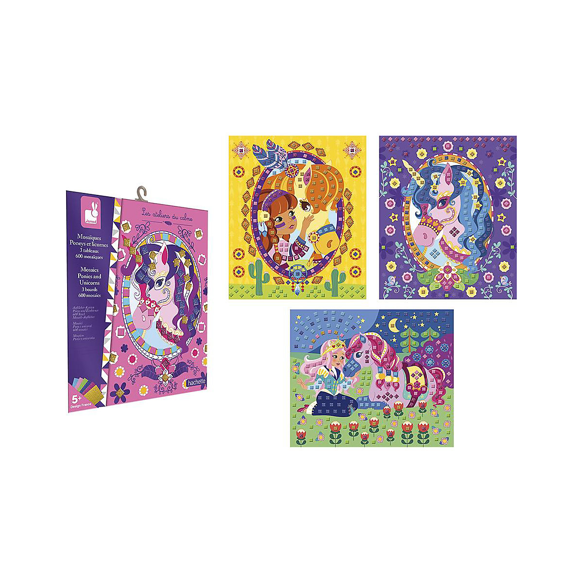 Kreativ-Set Aufkleber-Karten Ponys und Einhörner
