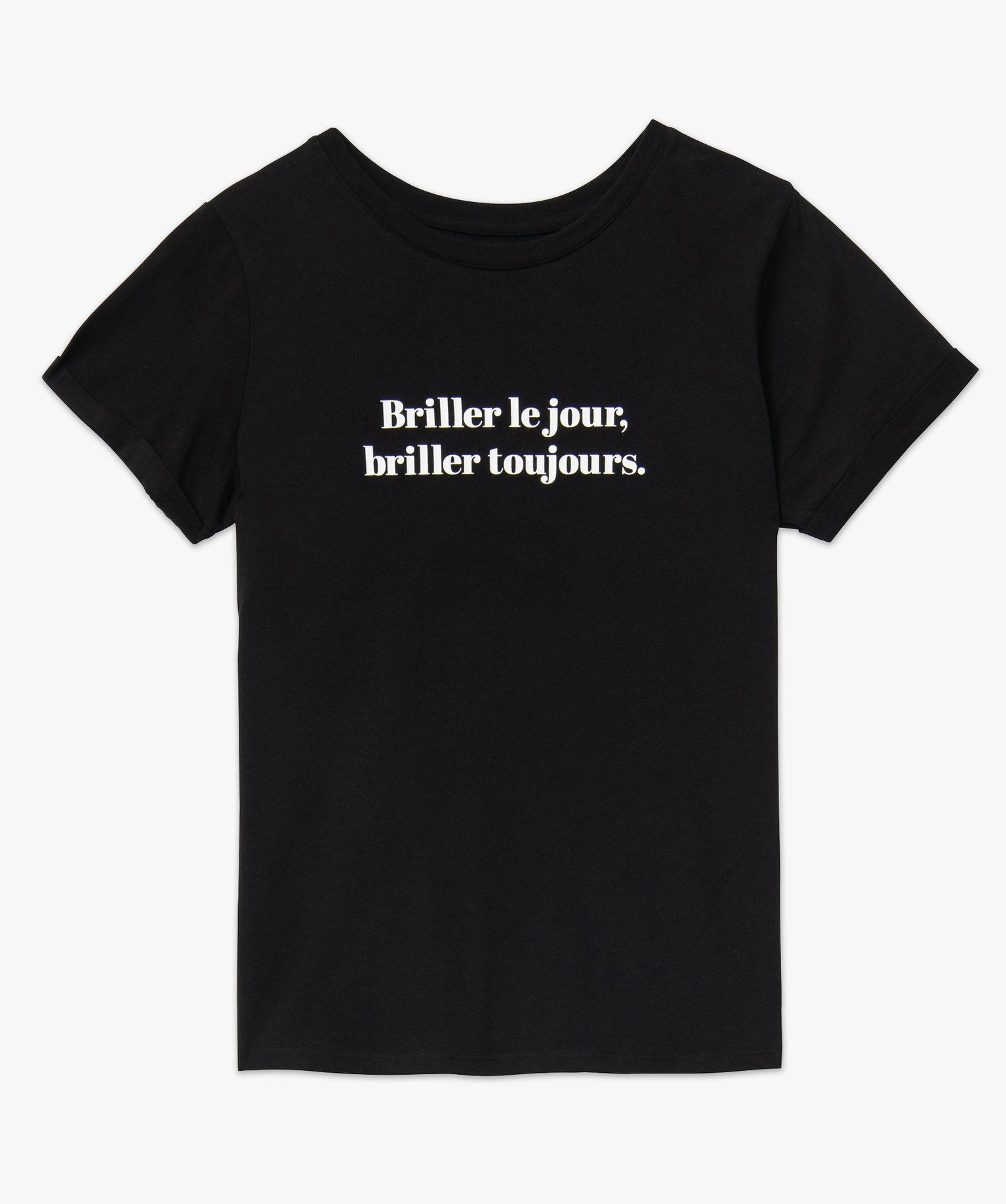 Tee-shirt femme à manches courtes avec message noir | GEMO