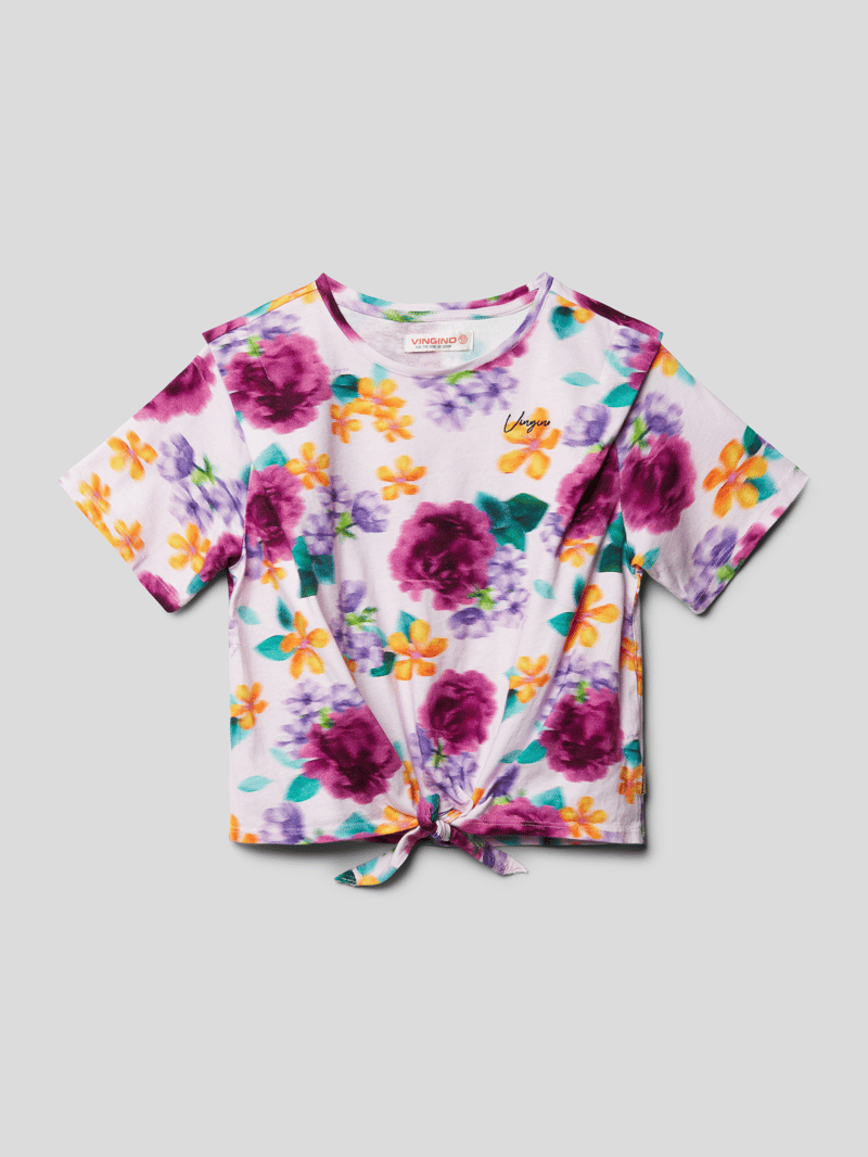 T-Shirt mit floralem Allover-Muster Modell 'HAMMY' in flieder
