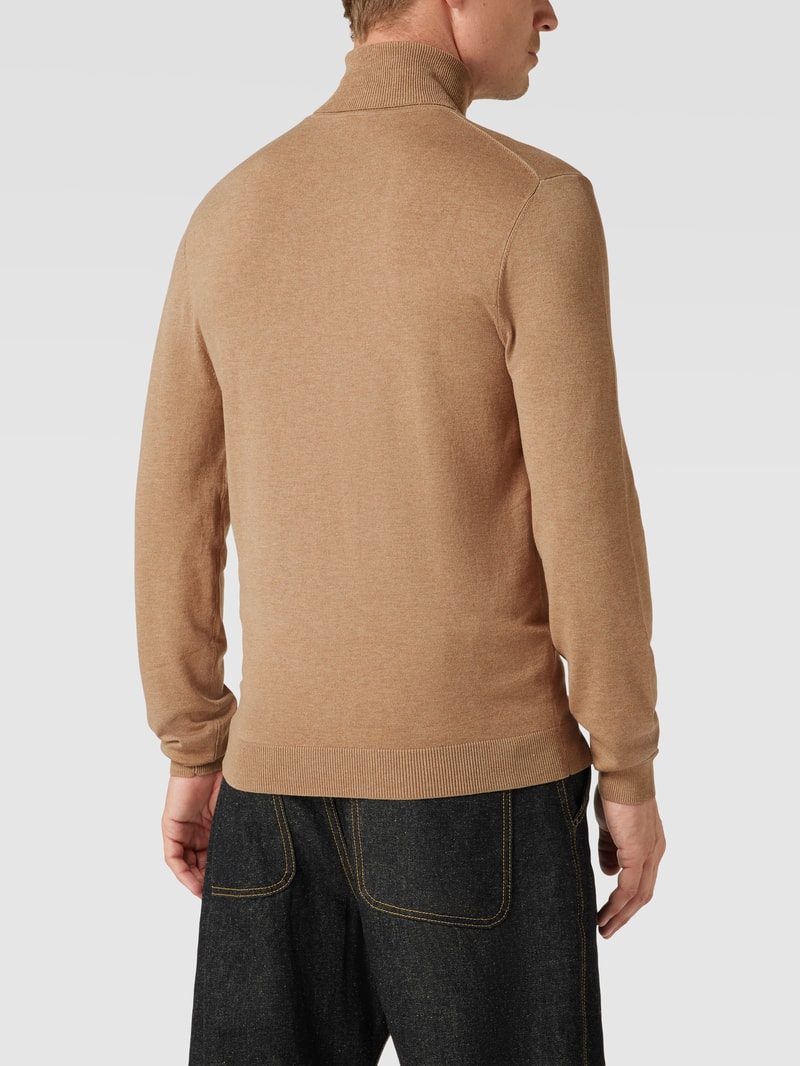 Longsleeve mit geripptem Rollkragen in sand meliert