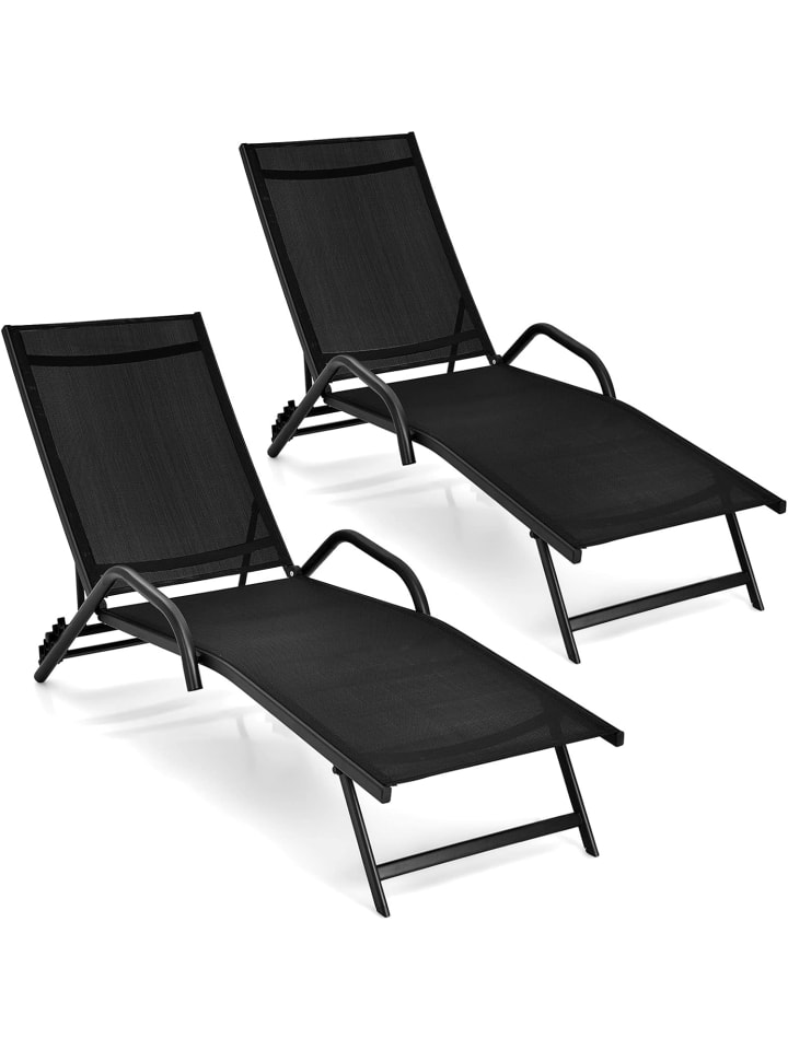 COSTWAY 2er Set Sonnenliege in Schwarz günstig kaufen onesize