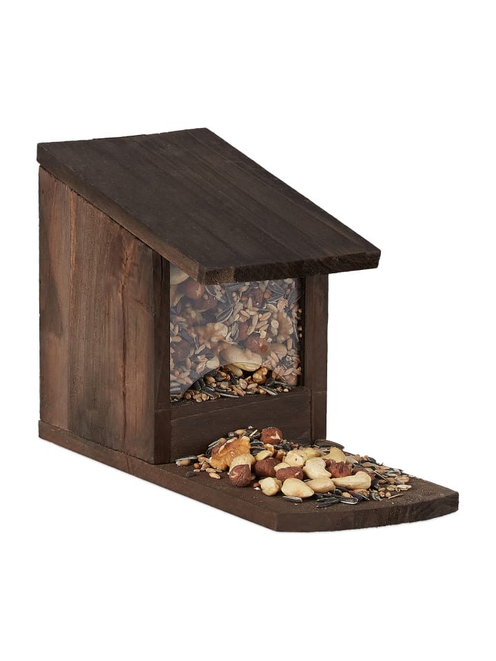 relaxdays Eichhörnchen Futterhaus in Dunkelbraun - (B)12x (H)17,5 x (T)25 cm günstig kaufen onesize