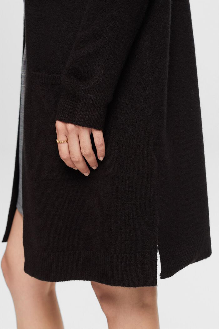 Langer, offener Cardigan aus Wollmix