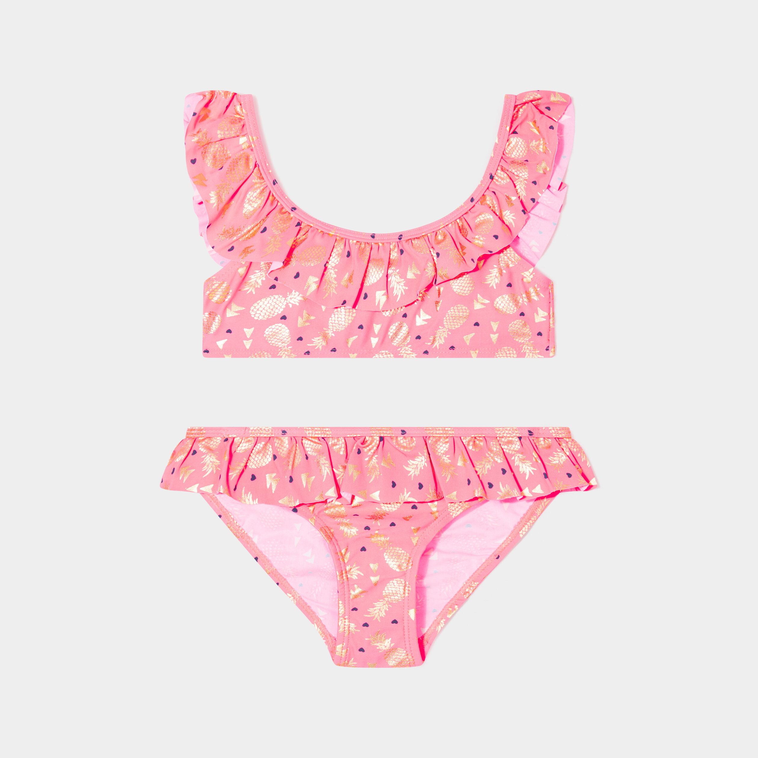 Maillot de bain 2 pièces orange corail fille | La Halle