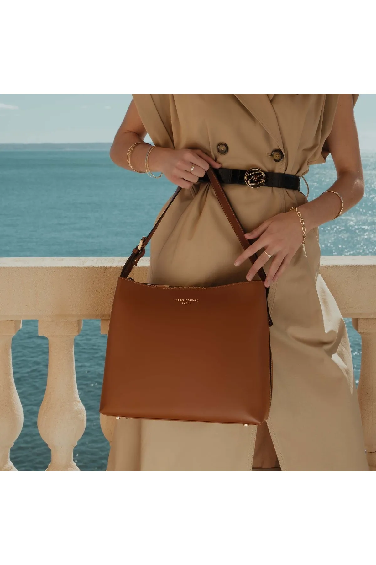 Isabel Bernard  Isabel Bernard Honoré Schultertasche kognak