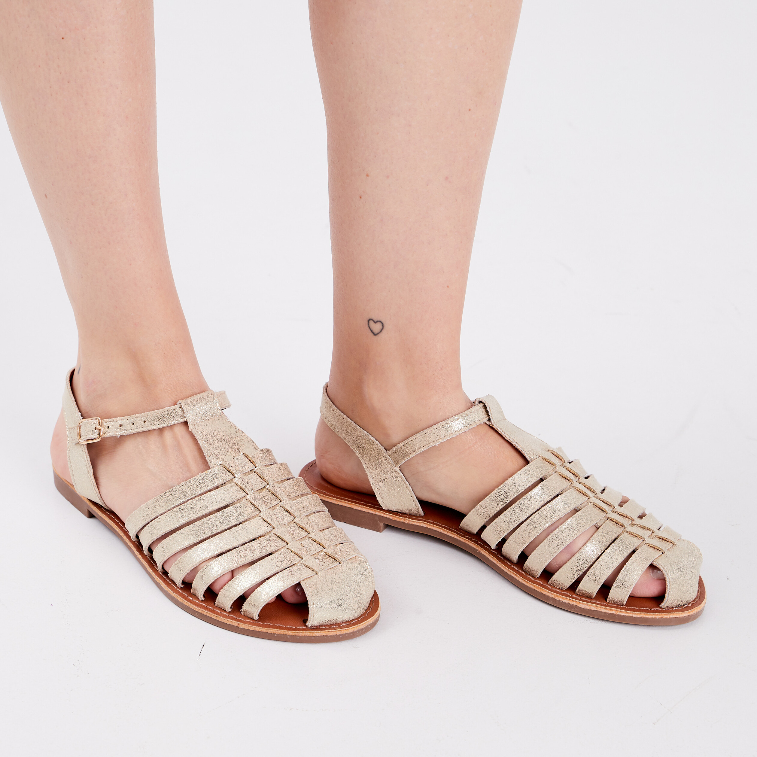 Sandales multibrides Creeks jaune or femme | La Halle