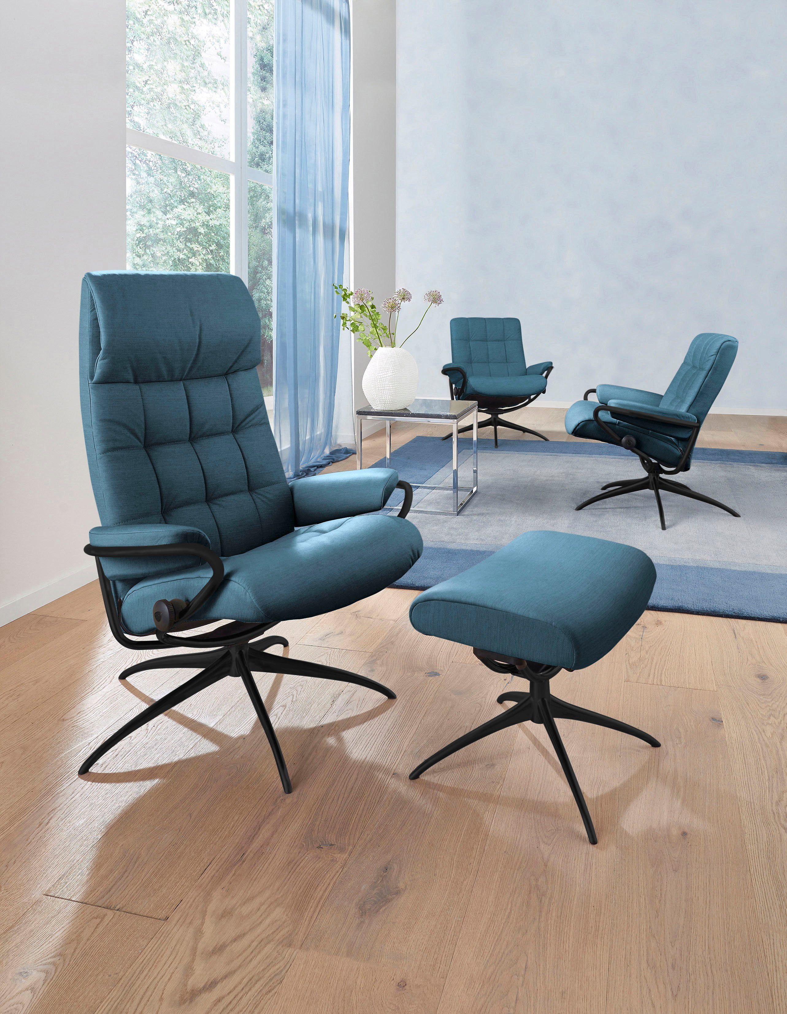 Stressless® Relaxsessel London (Set, Relaxsessel mit Hocker), mit Hocker, High Back, mit Star Base, Gestell Schwarz