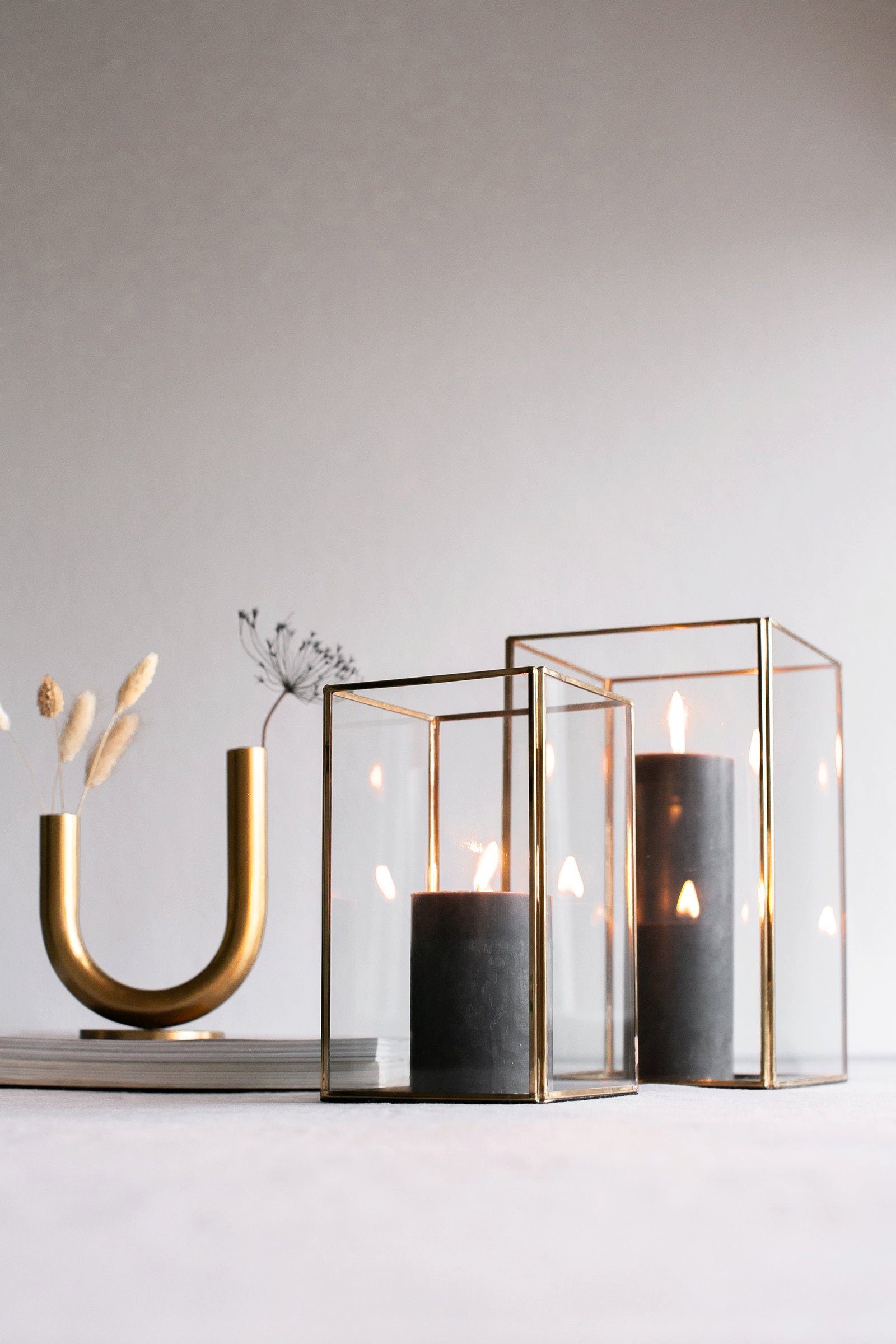 LaLe Living Kerzenlaterne Vintage Batu 2-teilig in Gold und Schwarz (Set, 2er-Set), Windlichter aus Eisen