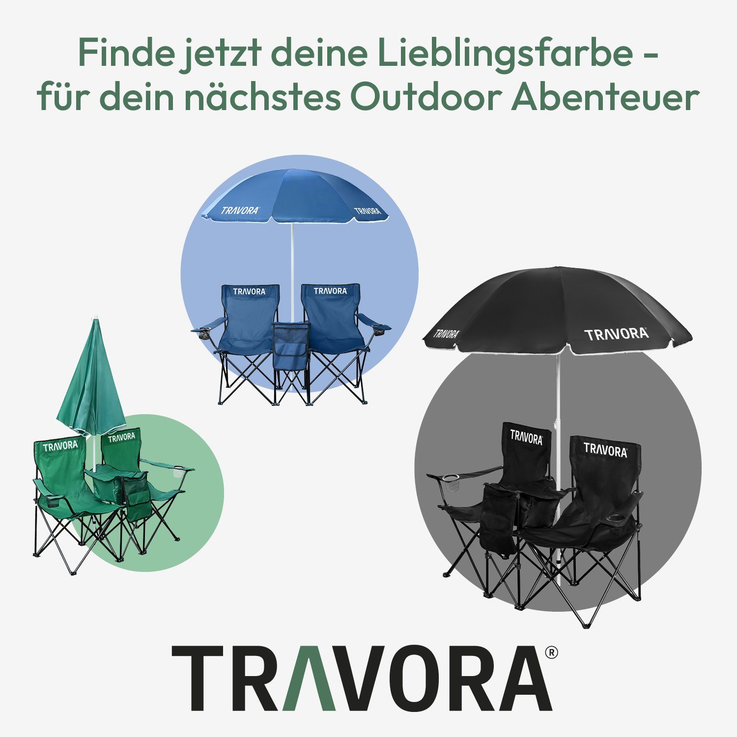 MOVAN Campingstuhl 2er Partner Anglerstuhl Campingstuhl mit Sonnenschirm und Kühlfach