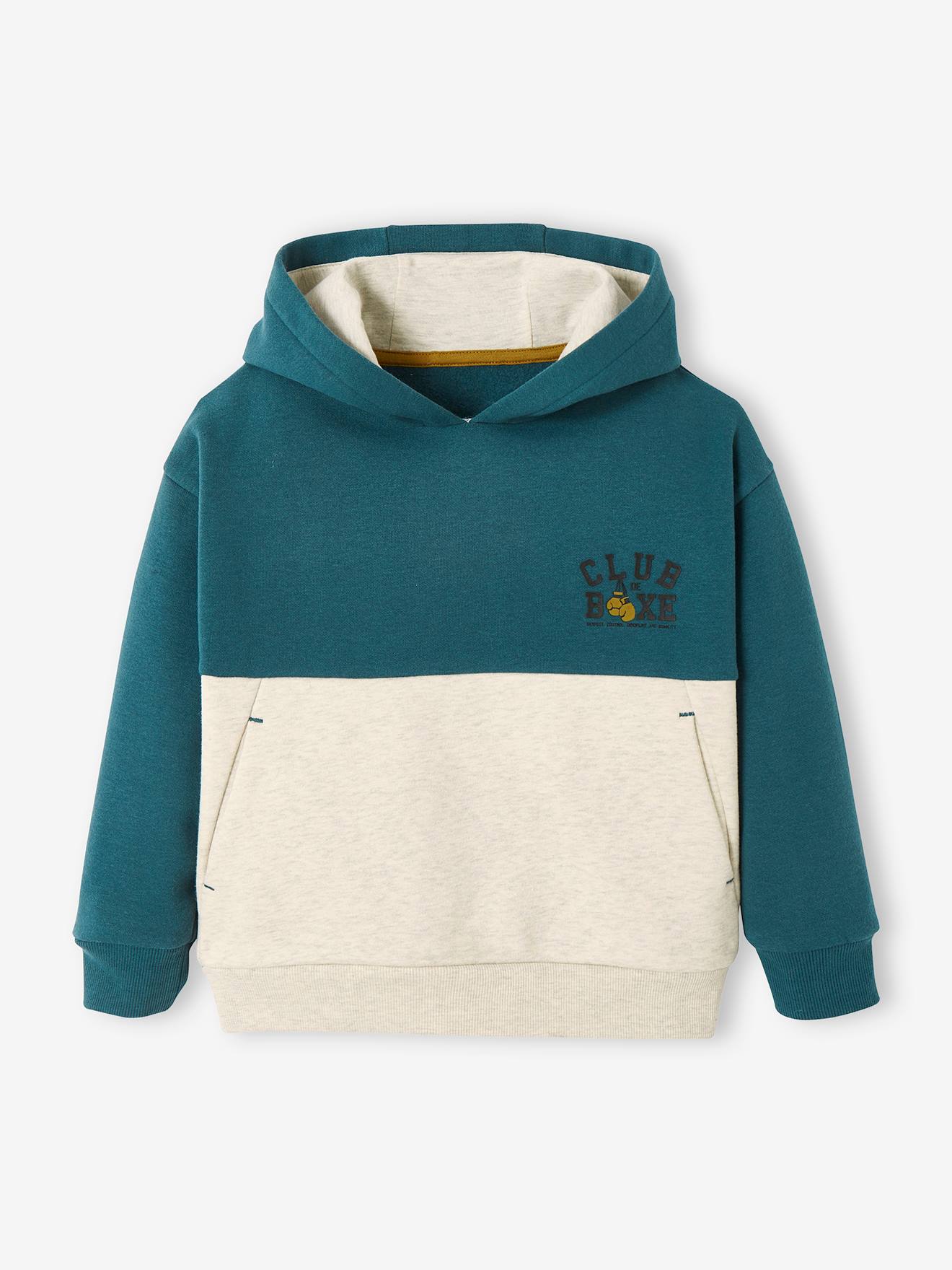 Vertbaudet Jungen Kapuzensweatshirt, Colorblock - dunkelblau
