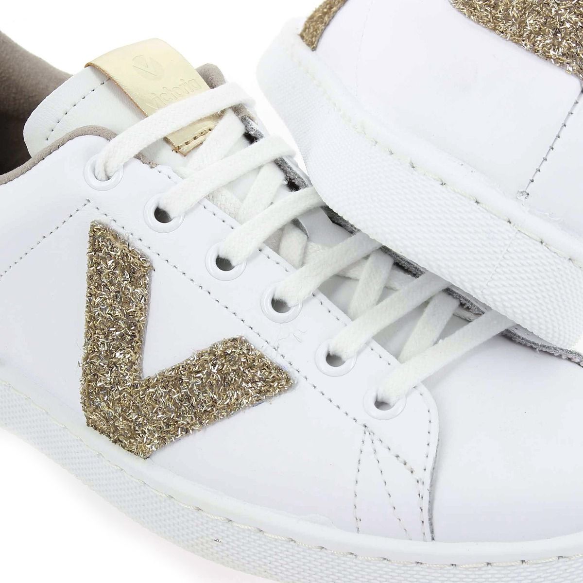 Victoria  1125188 TENIS PIEL VIRUTAS GLITTER - Blanc Marron Platine