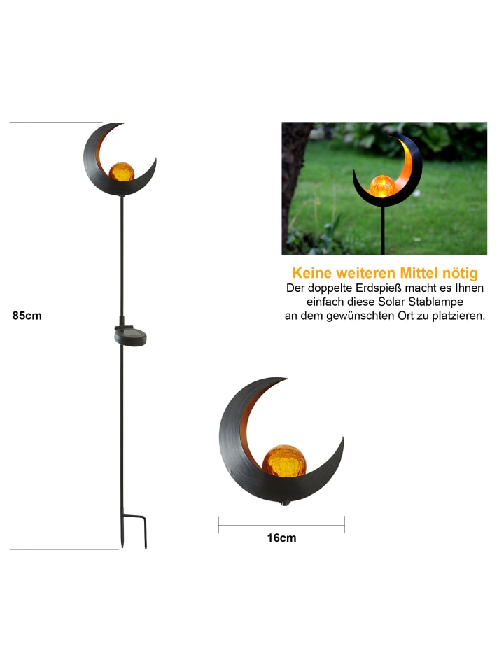 STAR Trading Solar LED Gartenstecker 85cm Mond Beleuchtung Garten Kugel Außen Deko günstig kaufen onesize