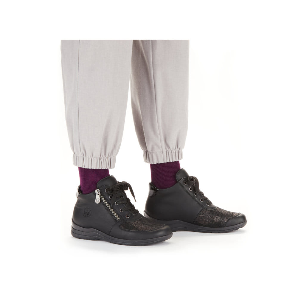 Rieker Damen Schnürschuhe tiefschwarz
