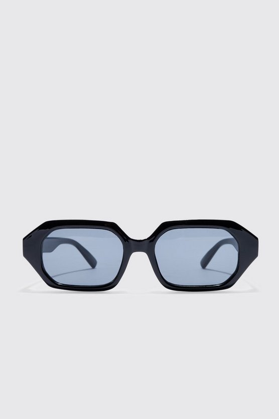 Klobige sechseckige Sonnenbrille in Schwarz