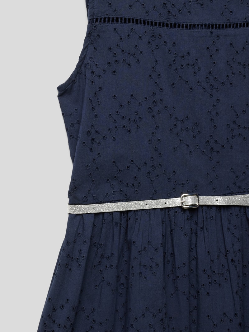 Kleid mit Lochmuster Modell 'TG' in marineblau