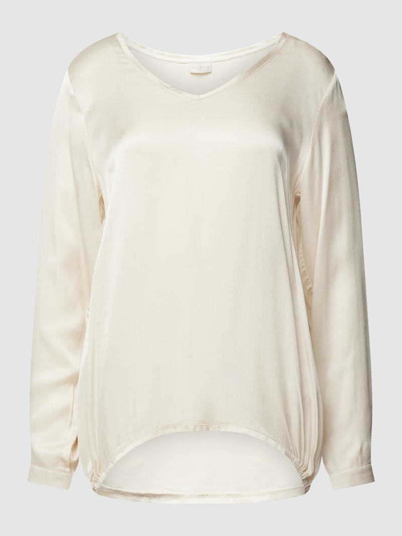 Bluse mit V-Ausschnitt in beige