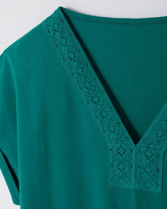 Pyjama dentelle pur coton peigné