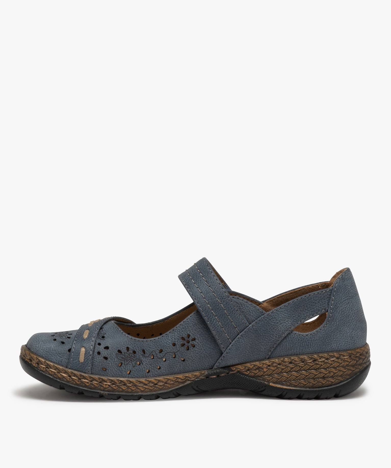Babies femme confort à bride scratch et dessus fantaisie bleu fonce | GEMO