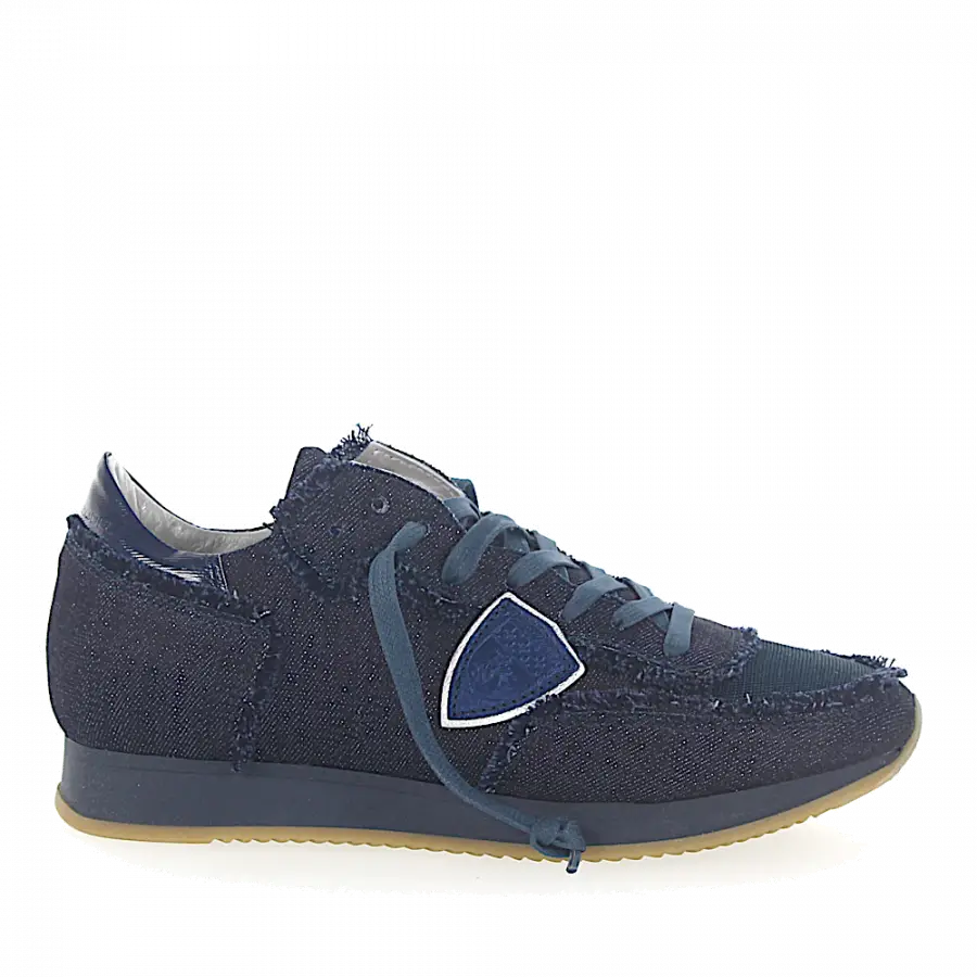 Philippe Model - Sneaker low Veloursleder Fransen Logo dunkelblau - blau