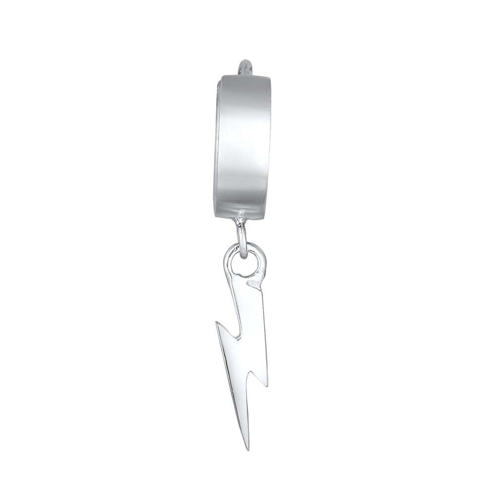 KUZZOI KUZZOI Boucles d'Oreilles Hommes Créole Pendentif Eclair Pièce unique en Argent S Boucles d'oreilles