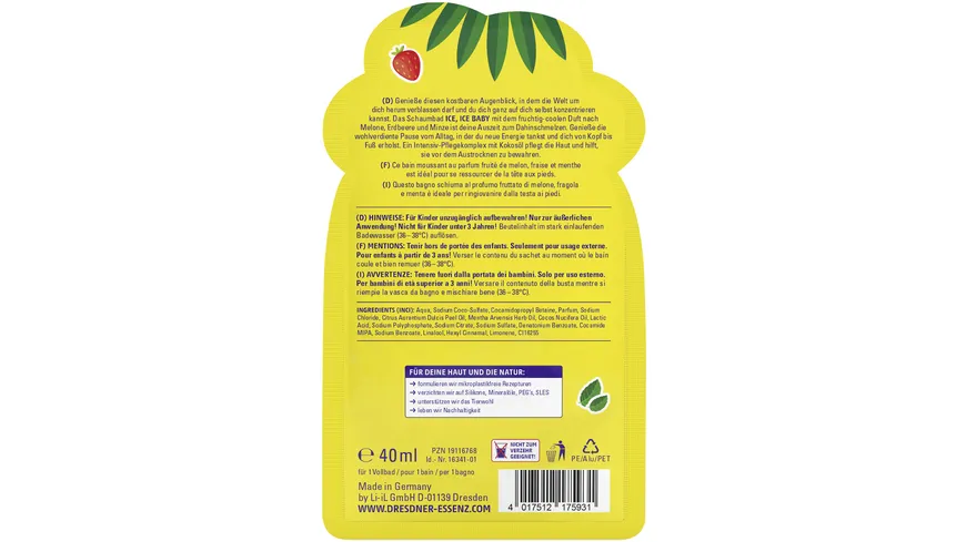 Dresdner Essenz Schaumbad Ice, Ice Baby 40 ml