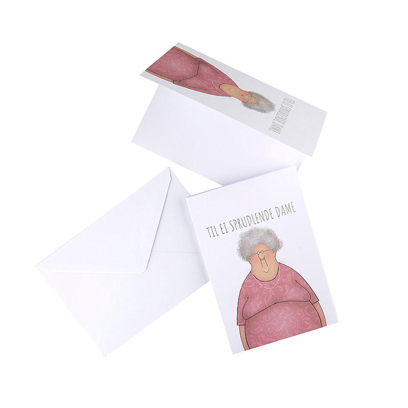 Kort til ei sprudlende dame