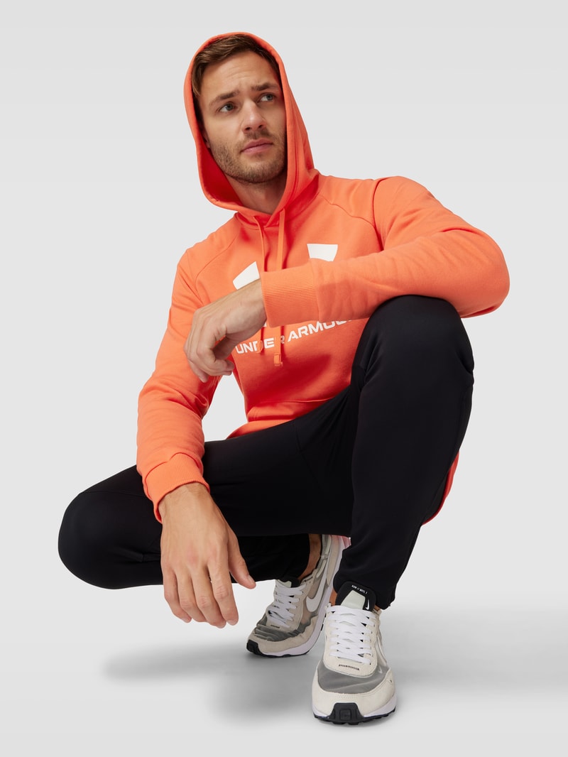 Hoodie mit Label-Print Modell 'Rival' in orange