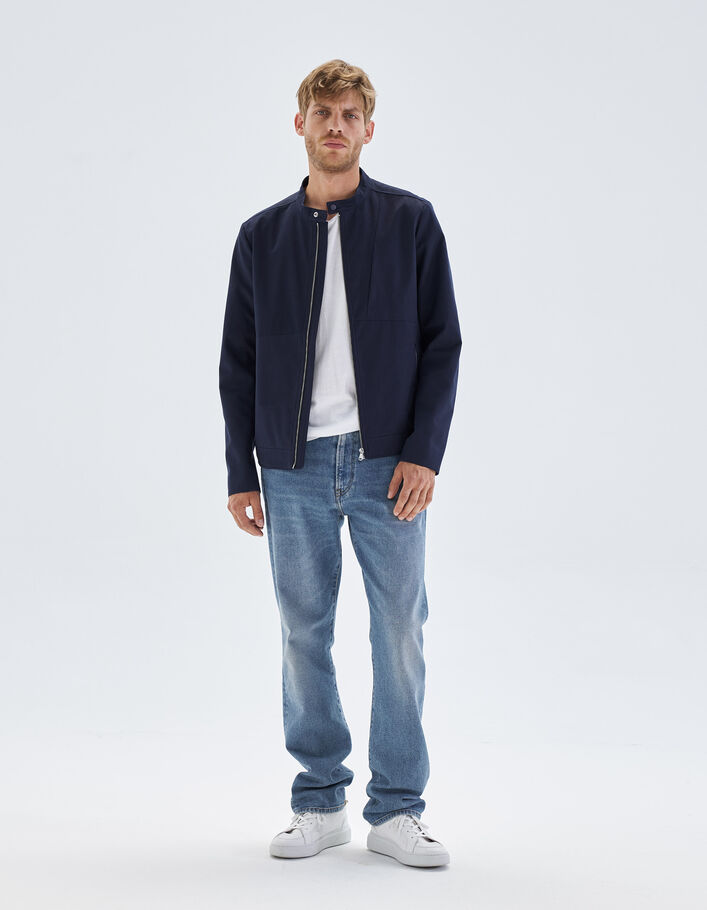 Blouson marine à col pressionné Homme