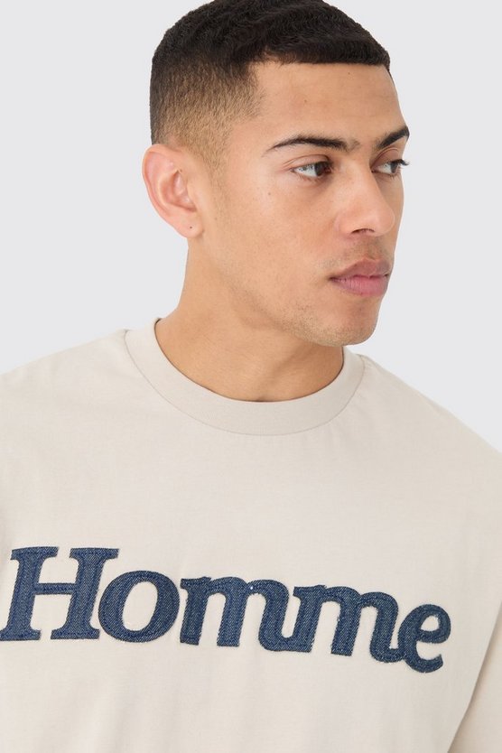 Oversize T-Shirt mit Denim-Applikation
