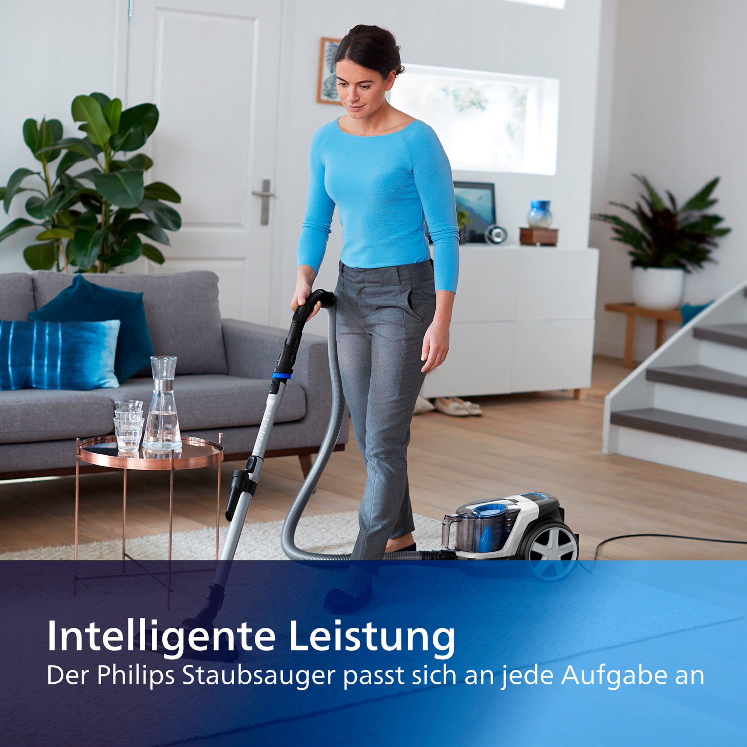 Philips Bodenstaubsauger FC9332/09, 900 W, beutellos, mit 1,5 l Fassungsvermögen und Tri-Active-Düse